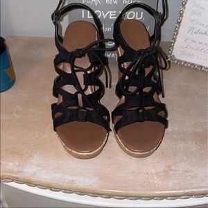 Black Strappy Wedges